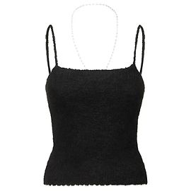 Autre Marque MUSIER Paris Black Mohair Blend Camisole Top Black