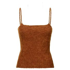 Autre Marque Musier Paris Brown Wool Knit Camisole Top Brown