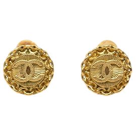 Boucles d'oreilles clip vintage Chanel Coco Mark Doré