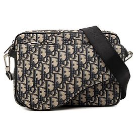Borsa a tracolla 3 in 1 Christian Dior Dior Oblique Saddle Nero Beige