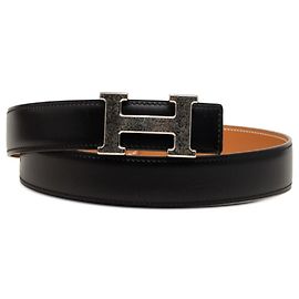 Hermès Cinturón Hermes Constance con hebilla logo H Castaño Negro