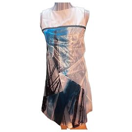 Chloé Spring 2008 Runway Seiden-Organza Kleid Schwarz Weiß Blau