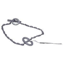 Pulseira Hermès Pig Nose em Ouro Branco e Diamantes Prata