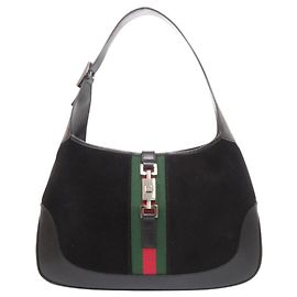 Gucci Jackie 00963 Suede Leather Handbag Black