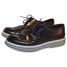Church's Ruby Black Leather Platform Derby Shoes Black
