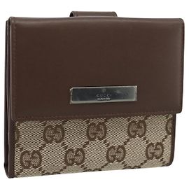 Cartera Compacta GUCCI GG Canvas Beige Auth 182952M Beige