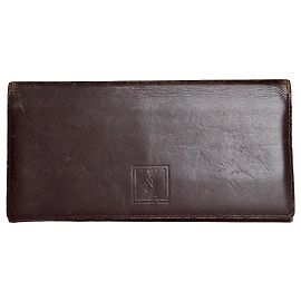 Yves Saint Laurent Carteira de couro granulado vintage Saint Laurent marrom Marrom
