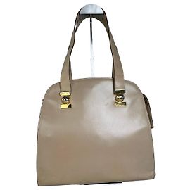 Céline Borsa a tracolla vintage Celine in pelle granulata beige e oro Beige