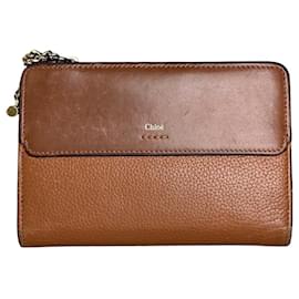 Chloé Vintage Chloe Ledergeldbörse aus genarbtem Leder Tan Gold Kamel