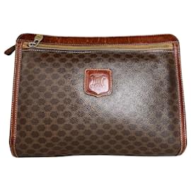 Céline Vintage Celine beschichtete Canvas Pouch Braun Rost Gold Kamel