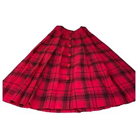 Yves Saint Laurent Falda de algodón a cuadros vintage Saint Laurent Rojo Negro M Roja