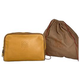 Vintage Loewe Leather Cosmetic Case Yellow Gold Yellow