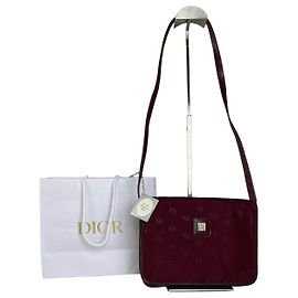 Bolsa de Ombro de Tecido Vintage Dior Borgonha Profundo Ouro c. 2000 Bordeaux