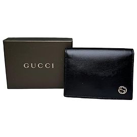 Vintage Gucci Ledergeldbörse Schwarz Silber Schwarz
