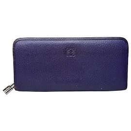 Carteira vintage Loewe em couro granulado roxo prata Roxo