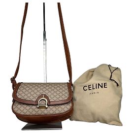 Céline Bolsa transversal vintage Celine em lona Macadam Bege Castanho Bege