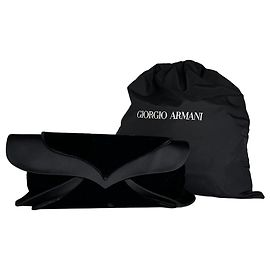 Clutch Vintage Giorgio Armani in Velluto e Satin Nero Argento Nero