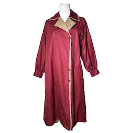 Yves Saint Laurent Manteau trench en mélange de soie vintage Saint Laurent bordeaux beige M Bordeaux