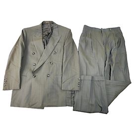 Vintage Givenchy Wool Silk Suit Grey Silver L Grey