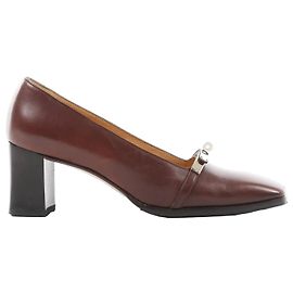 Hermès Escarpins Kelly en cuir HERMES, Marron, Taille 38 EU Marron