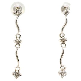 Autre Marque 14K White Gold Drop Earrings with Diamonds Golden