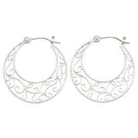 Autre Marque Pendientes de aro en oro blanco de 14K Dorado