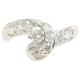 Autre Marque Platinum Band Ring with Diamond Other