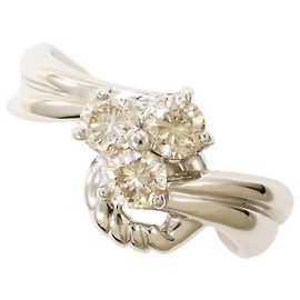 Autre Marque Platinum Band Ring with Brown Diamond Brown Other