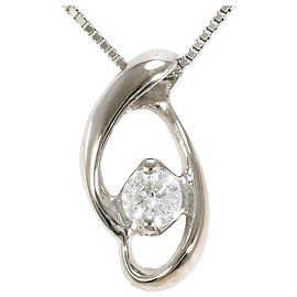 Autre Marque Colar de ouro branco 14K e diamantes Dourado