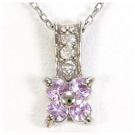 Autre Marque Collier en or blanc 14K avec saphir rose et diamant Rose Doré