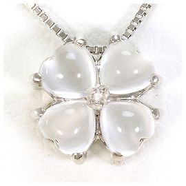 Autre Marque Colar de ouro branco 14K com pedra da lua Dourado