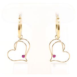 Autre Marque 14K Gold Hoop Earrings with Ruby Golden