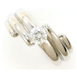 Autre Marque Platinum Band Ring with Diamond Other