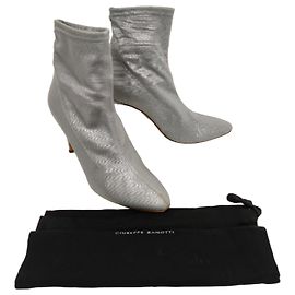 Giuseppe Zanotti Botines en Tejido Metalizado Plata Plata