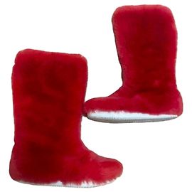 Dolce & Gabbana Botas de pelo rojo Roja