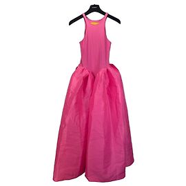 Marques Almeida Vestido de gala rosa com corpete canelado e saia ampla Rosa