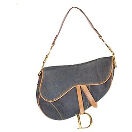Dior Saddle Bag em jeans azul e couro Marrom Azul