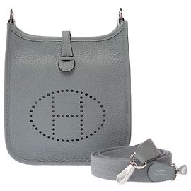Hermès Bolsa HERMES Mini Evelyne em Couro Cinza - 103615 Cinza