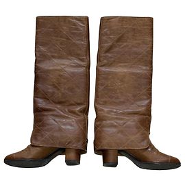 Chanel Quilted Leather Knee-High Boots Brown