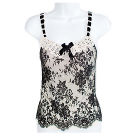Top in pizzo e velluto Christian Dior Nero Bianco