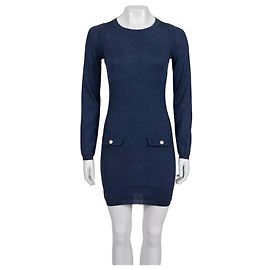 Vestido ajustado de lã e seda Chanel Tam. 36 Seminovos Outro