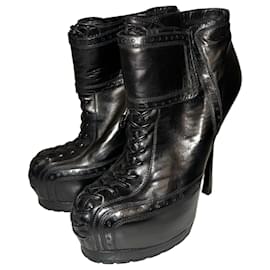 Yves Saint Laurent Tribtoo Bottines Plateforme Cuir Noir Noir