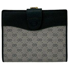 GUCCI Vintage Micro GG Logo Leather Bi-fold Wallet Navy blue