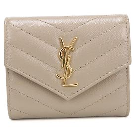 Cartera tríptico beige Saint Laurent Beige