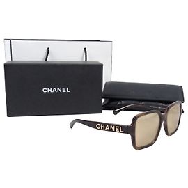 Chanel Square Tortoiseshell Sunglasses with Gold Mirror Lenses Brown