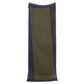 Echarpe de cashmere e seda com estampa de bolinhas Hermès Caqui Amarelo