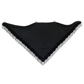 Sciarpa Triangle Fendi in Cashmere e Pelliccia Nera con Frange Nero
