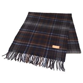 Louis Vuitton Cashmere Wool Tartan Check Fringe Stole Brown