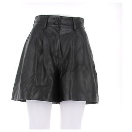 Dolce & Gabbana Leather Shorts Black Black