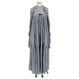 Autre Marque Blaues Chiffonkleid Blau